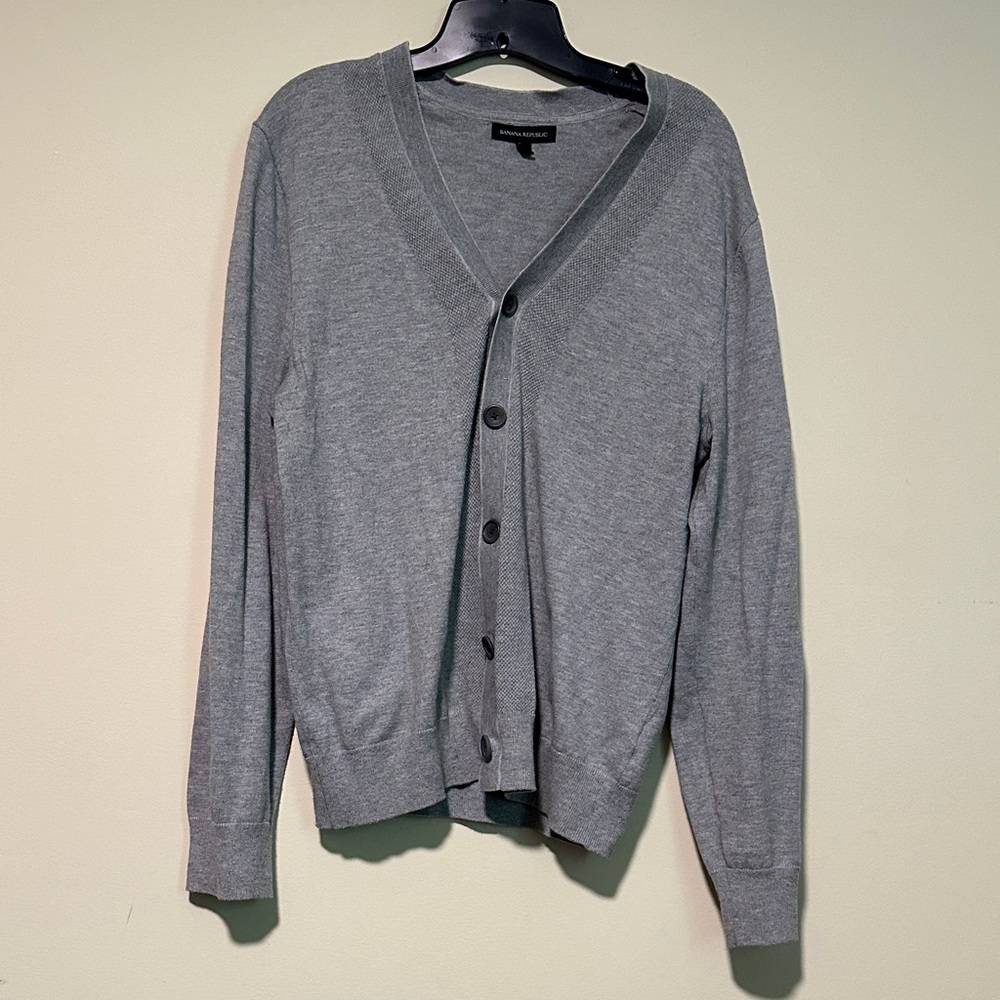 Banana Republic Men's Charcoal Cardigan Sweater